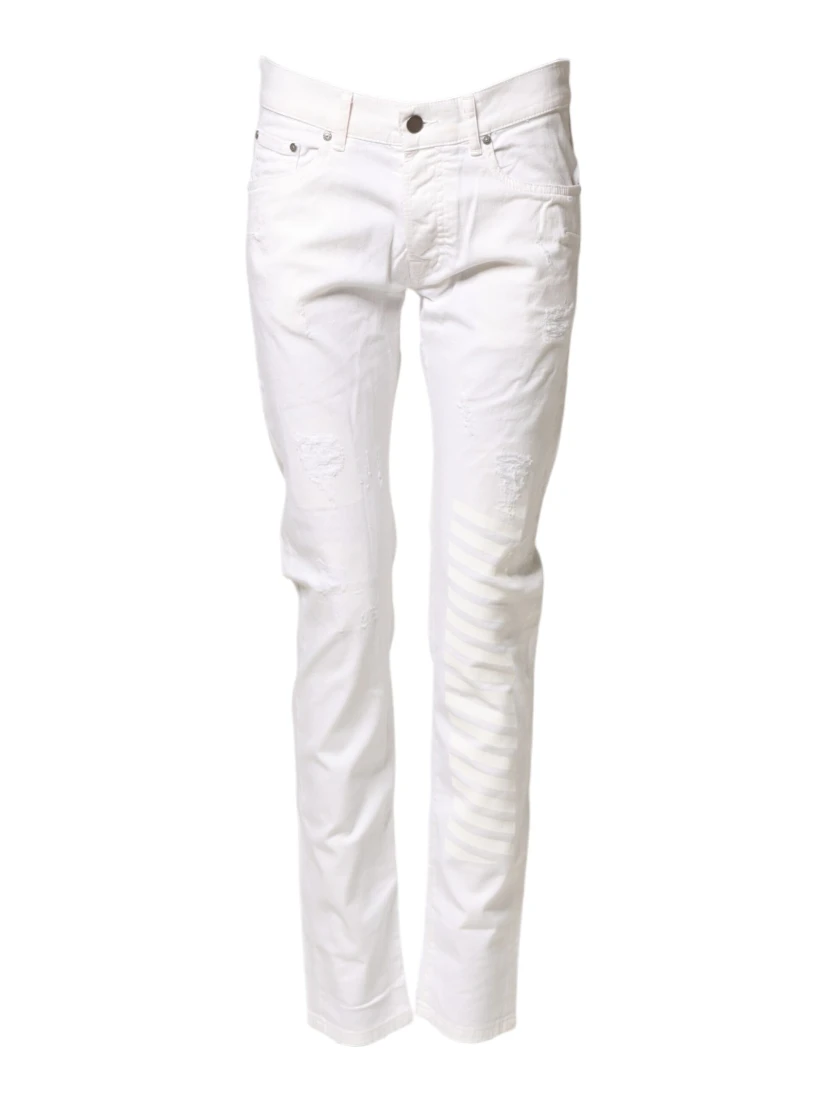 White Cotton Stretch Skinny Denim Jeans