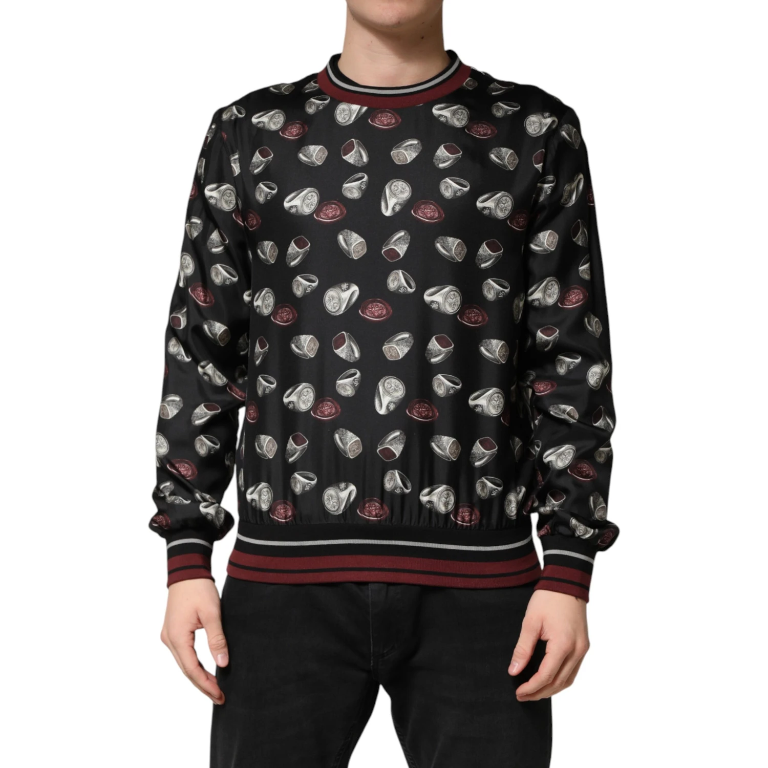 Black Ring Print CrewNeck Sweatshirt Sweater