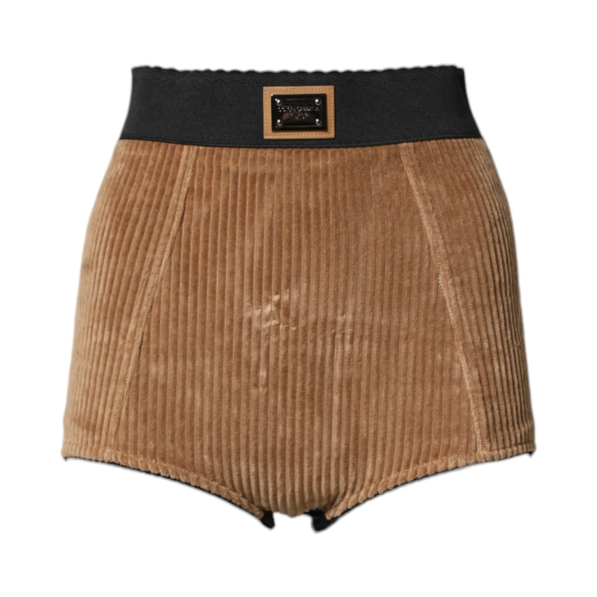 Brown Cotton High Waisted Hot Pants Shorts
