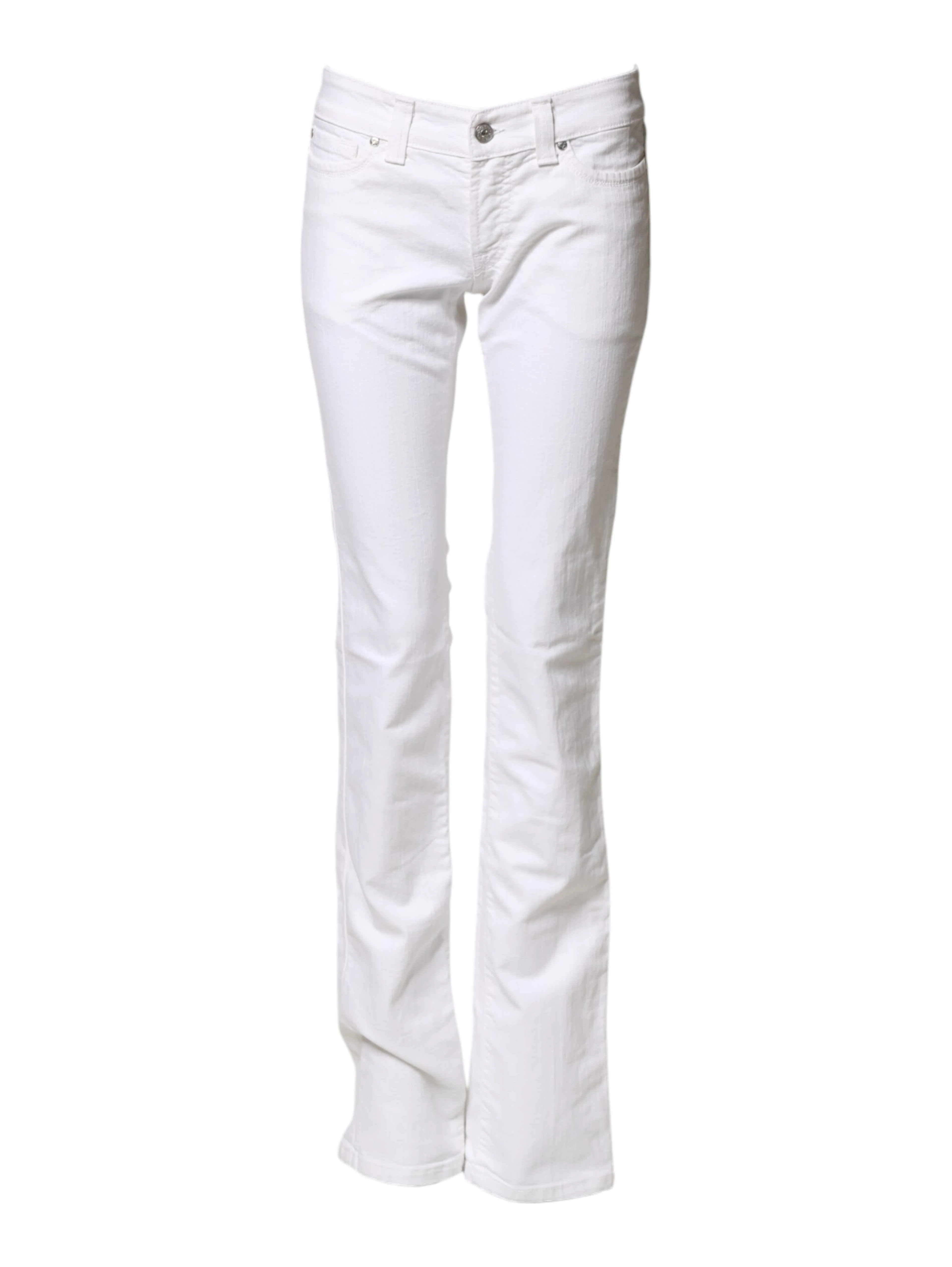 White Low Waist Bootcut Denim Jeans