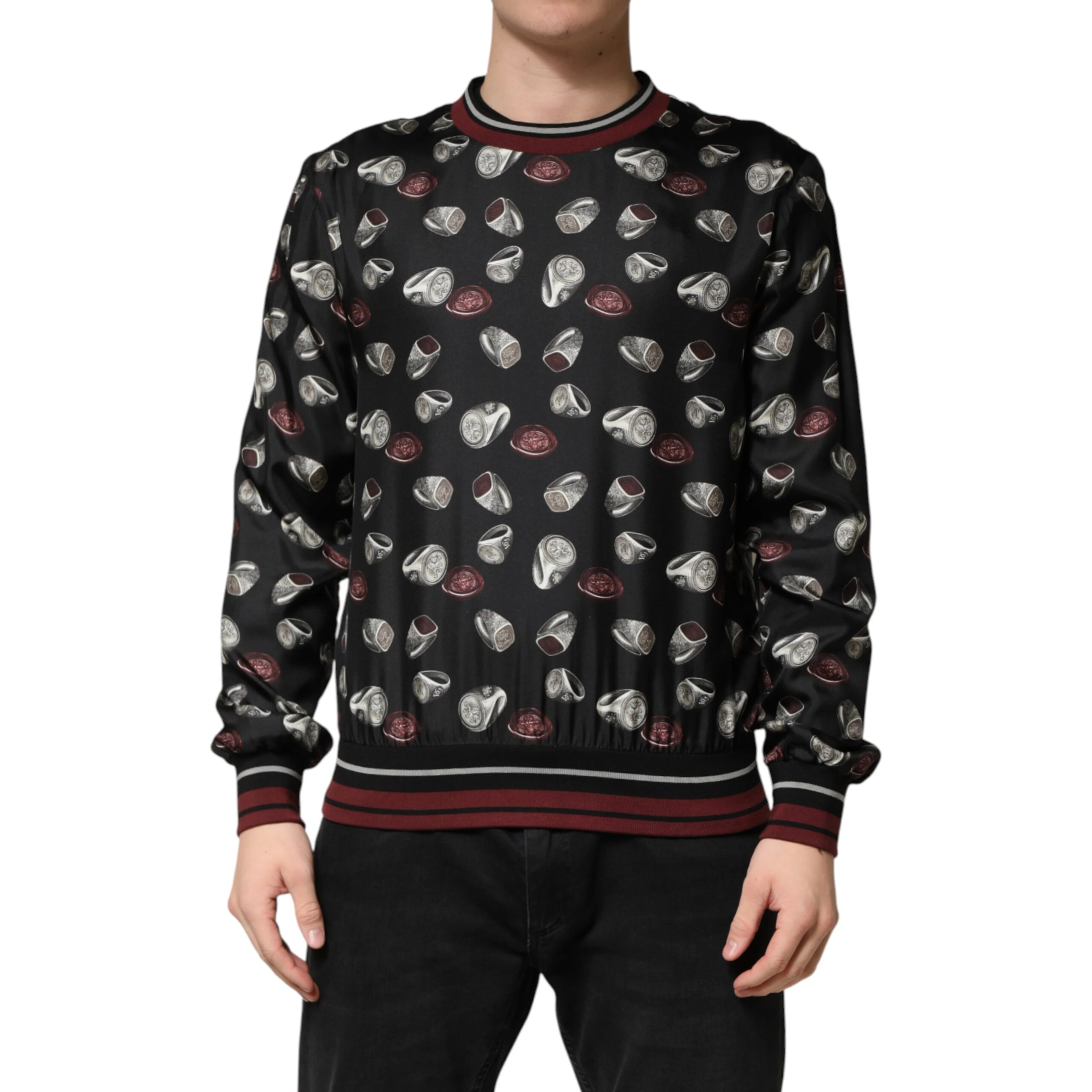 Black Ring Print CrewNeck Sweatshirt  Sweater