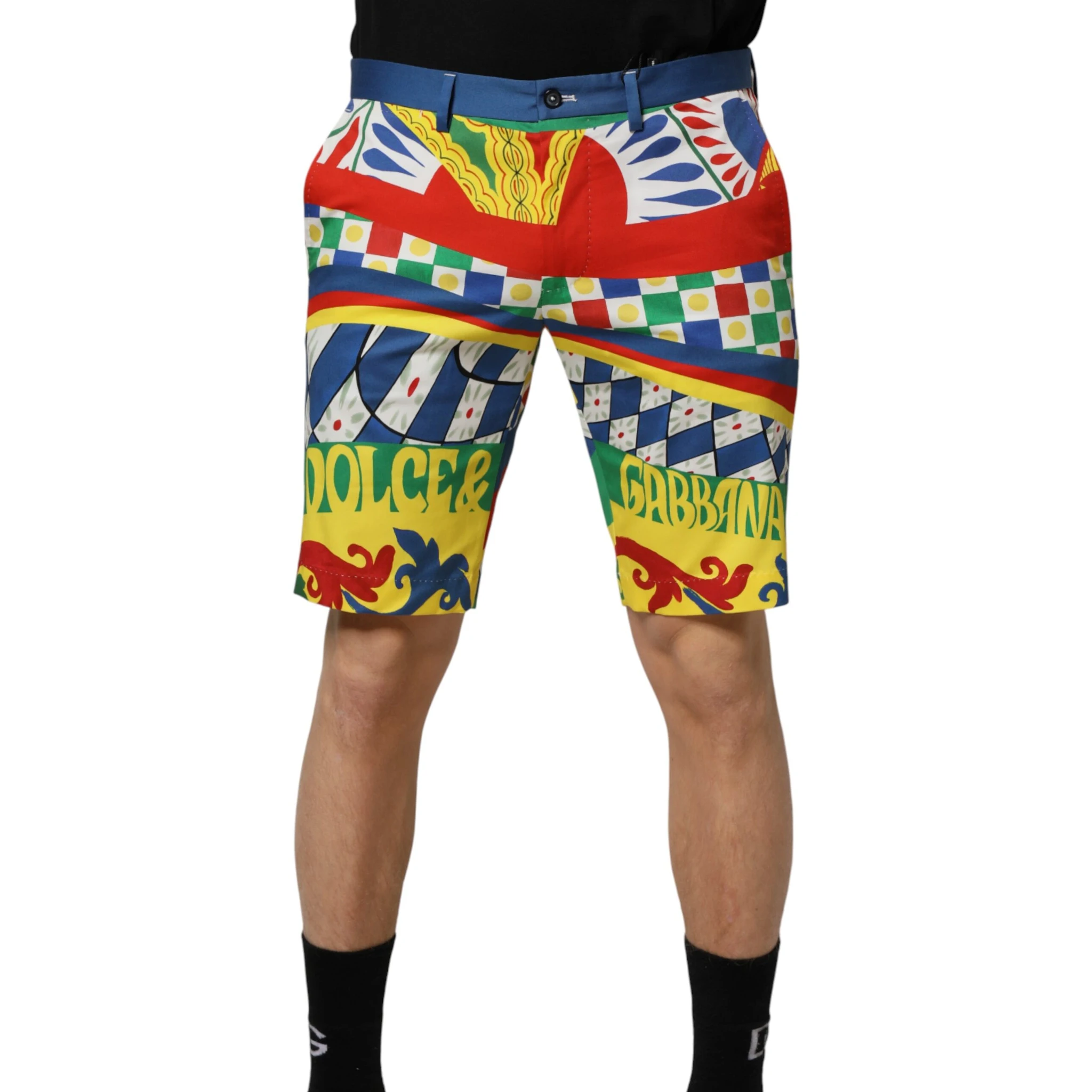 Multicolor Carretto Print Men Bermuda Shorts