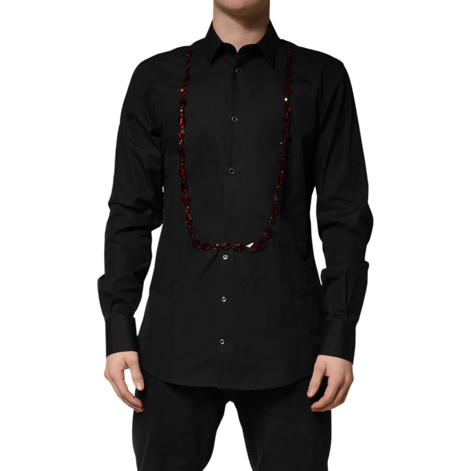 Black Crystal GOLD Formal Cotton Dress Shirt