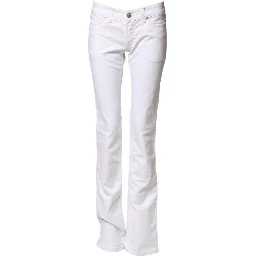 White Low Waist Bootcut Denim Jeans