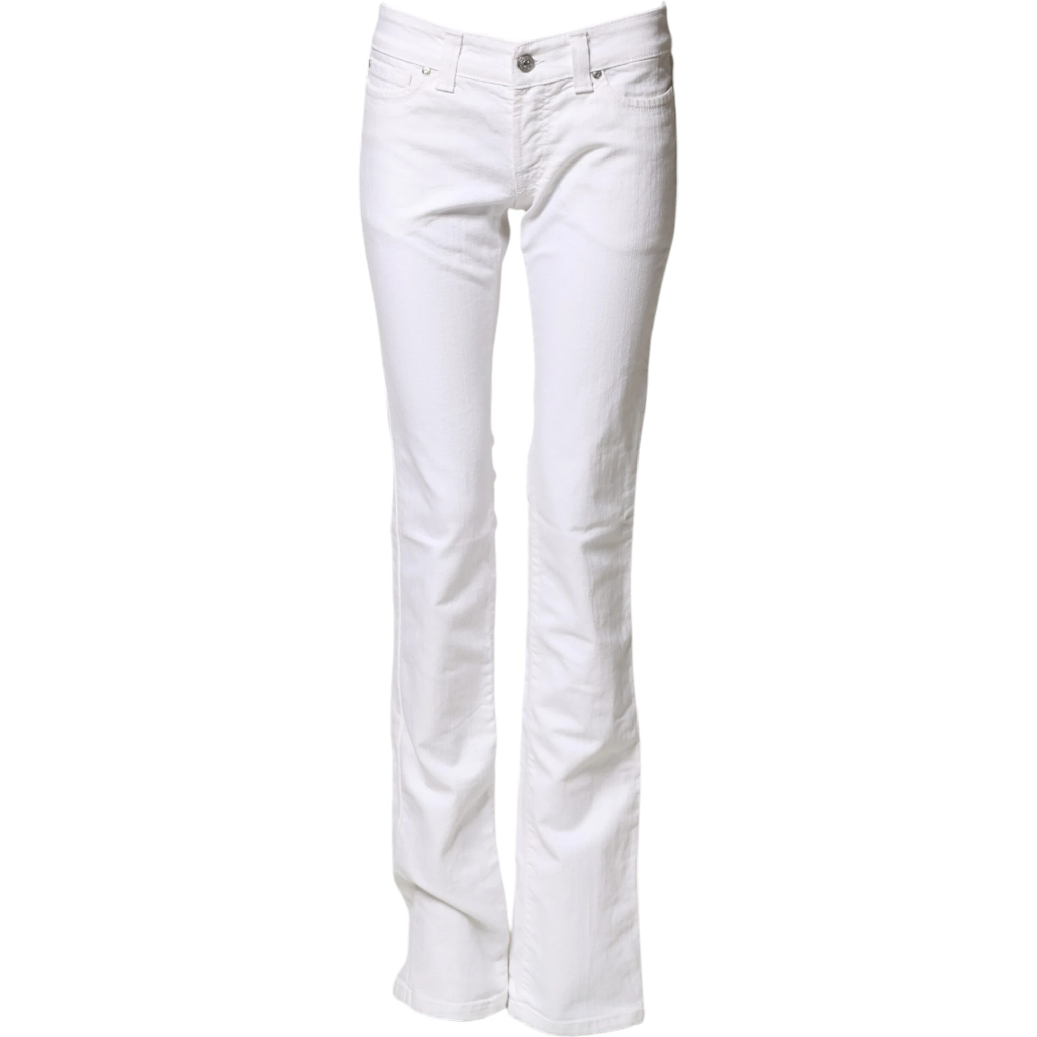 White Low Waist Bootcut Denim Jeans