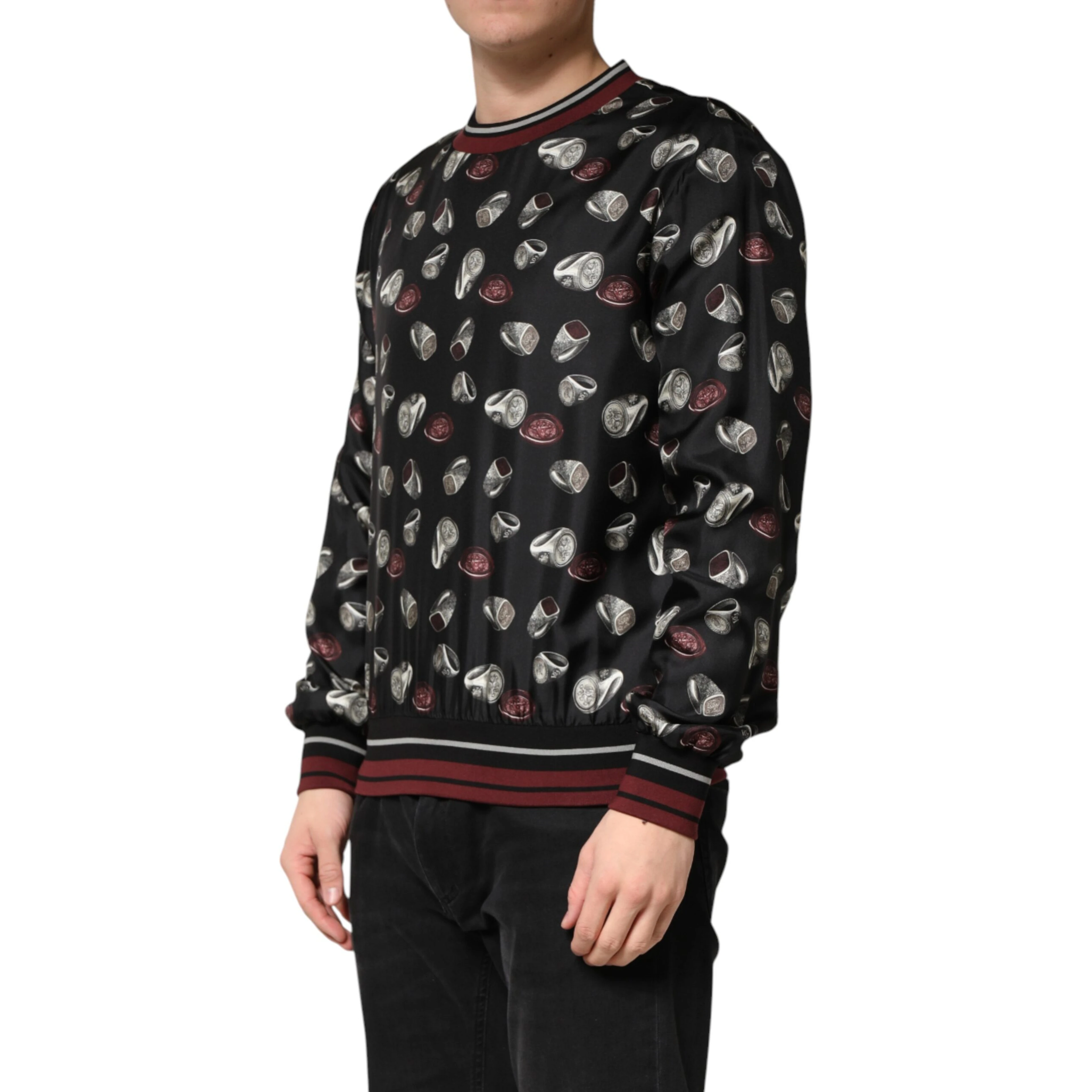 Black Ring Print CrewNeck Sweatshirt  Sweater