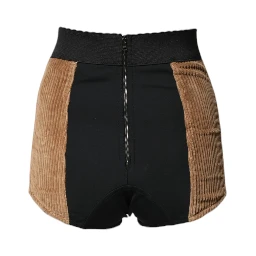 Brown Cotton High Waisted Hot Pants Shorts