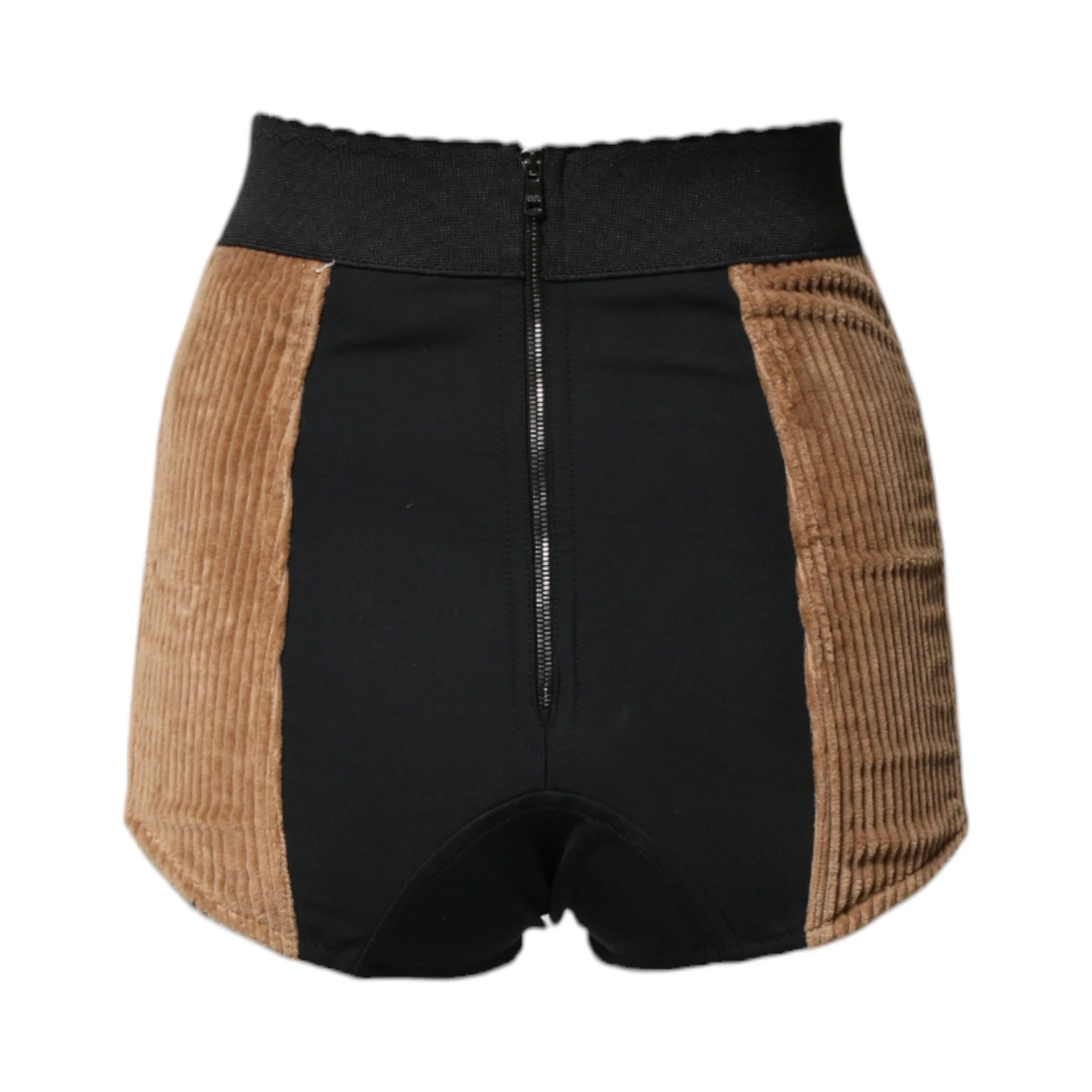 Brown Cotton High Waisted Hot Pants Shorts