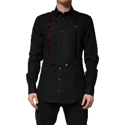 Black Crystal GOLD Formal Cotton Dress Shirt