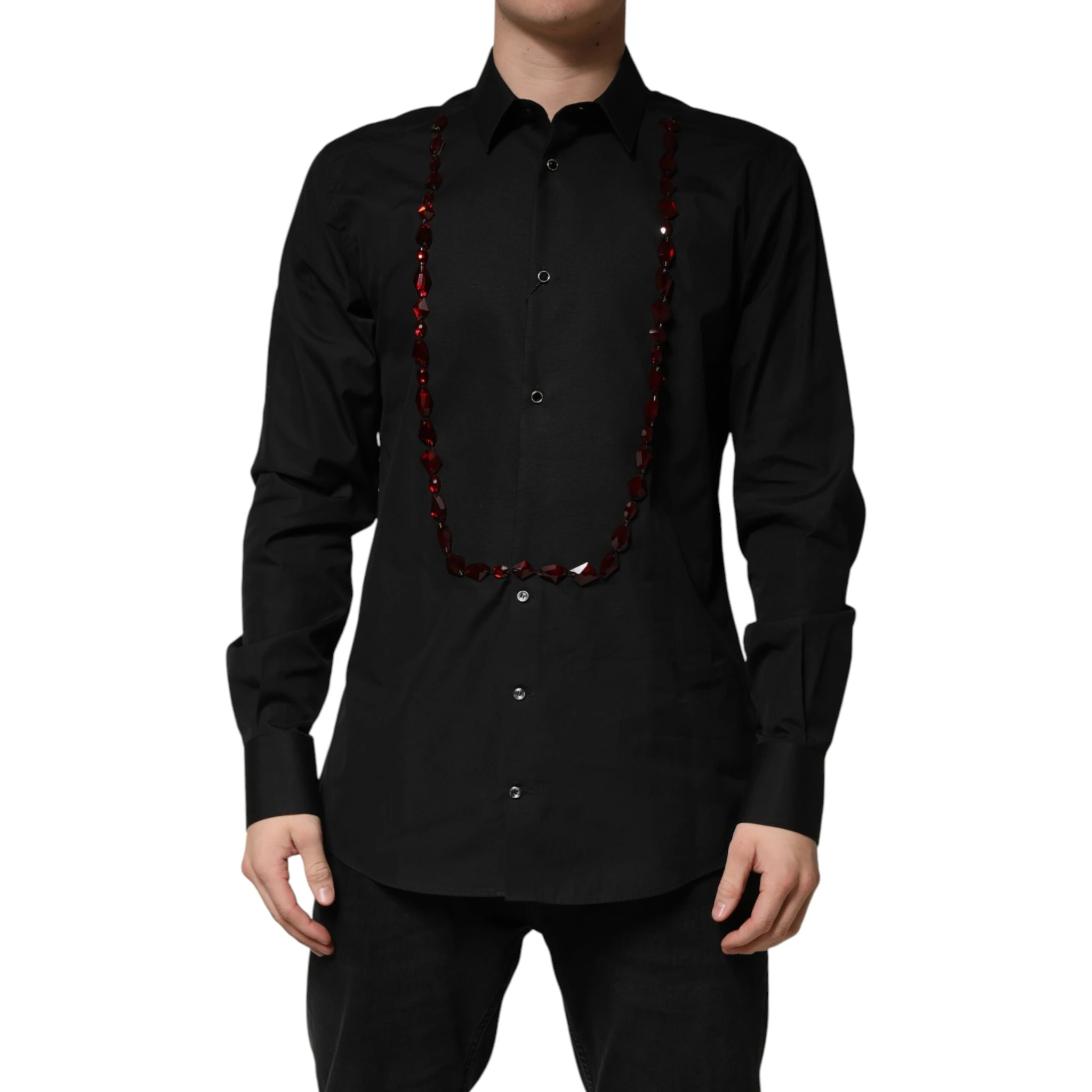 Black Crystal GOLD Formal Cotton Dress Shirt