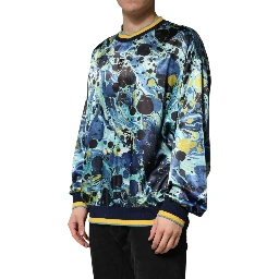 Multicolor Marble Print Pullover Sweater