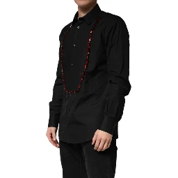 Black Crystal GOLD Formal Cotton Dress Shirt