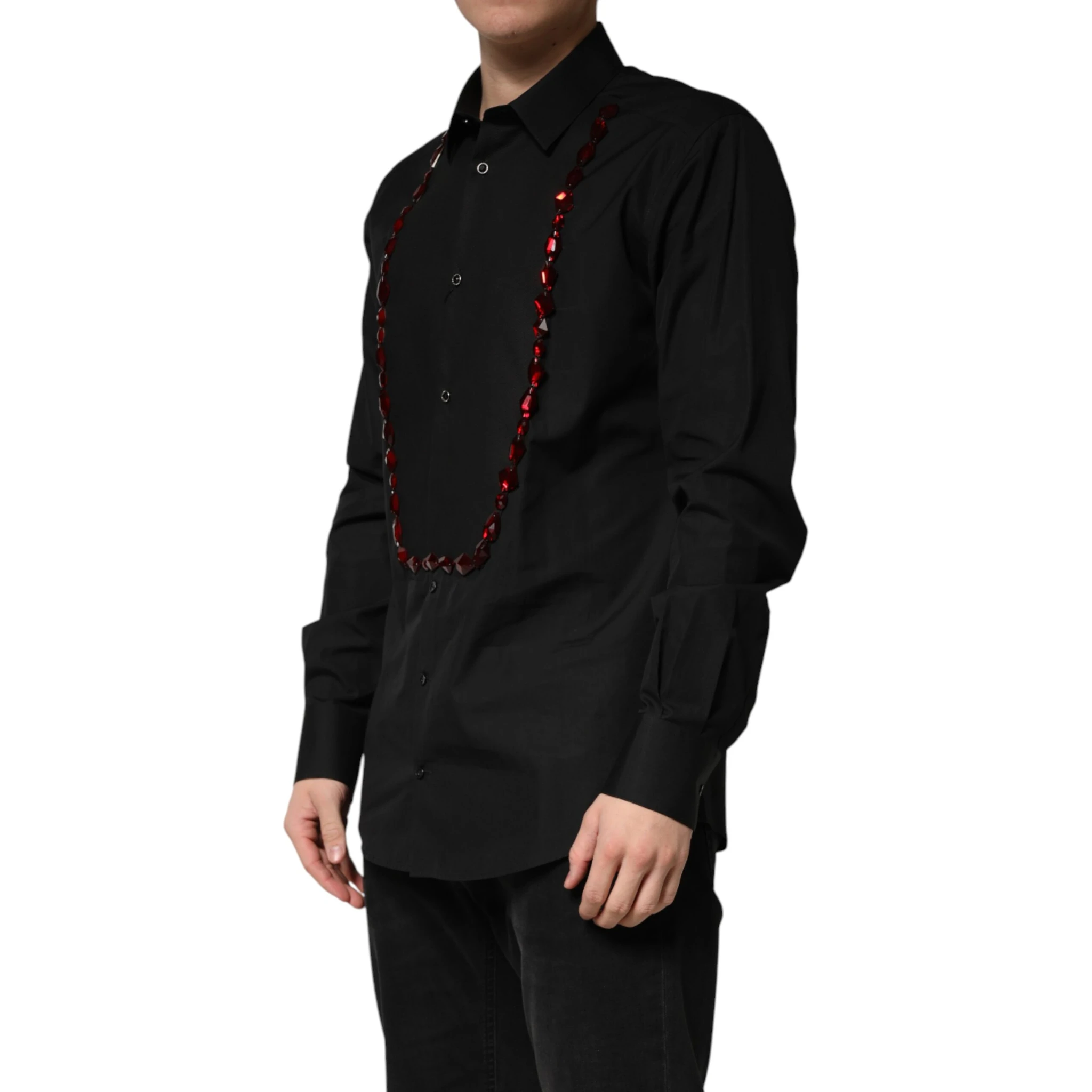 Black Crystal GOLD Formal Cotton Dress Shirt