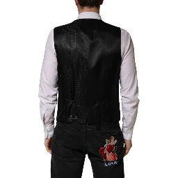 Black Wool Dress Men Formal Waistcoat Vest