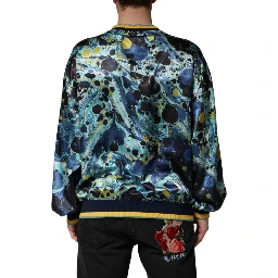 Multicolor Marble Print Pullover Sweater