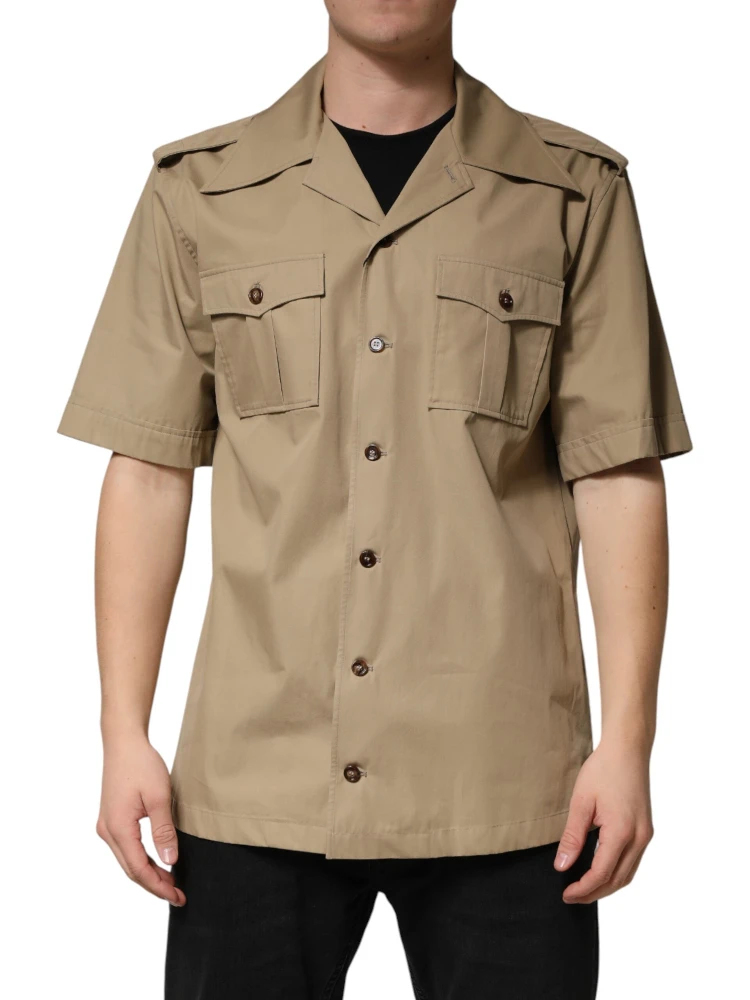 Brown Pin Up Short Sleeves Men Casual Shirt