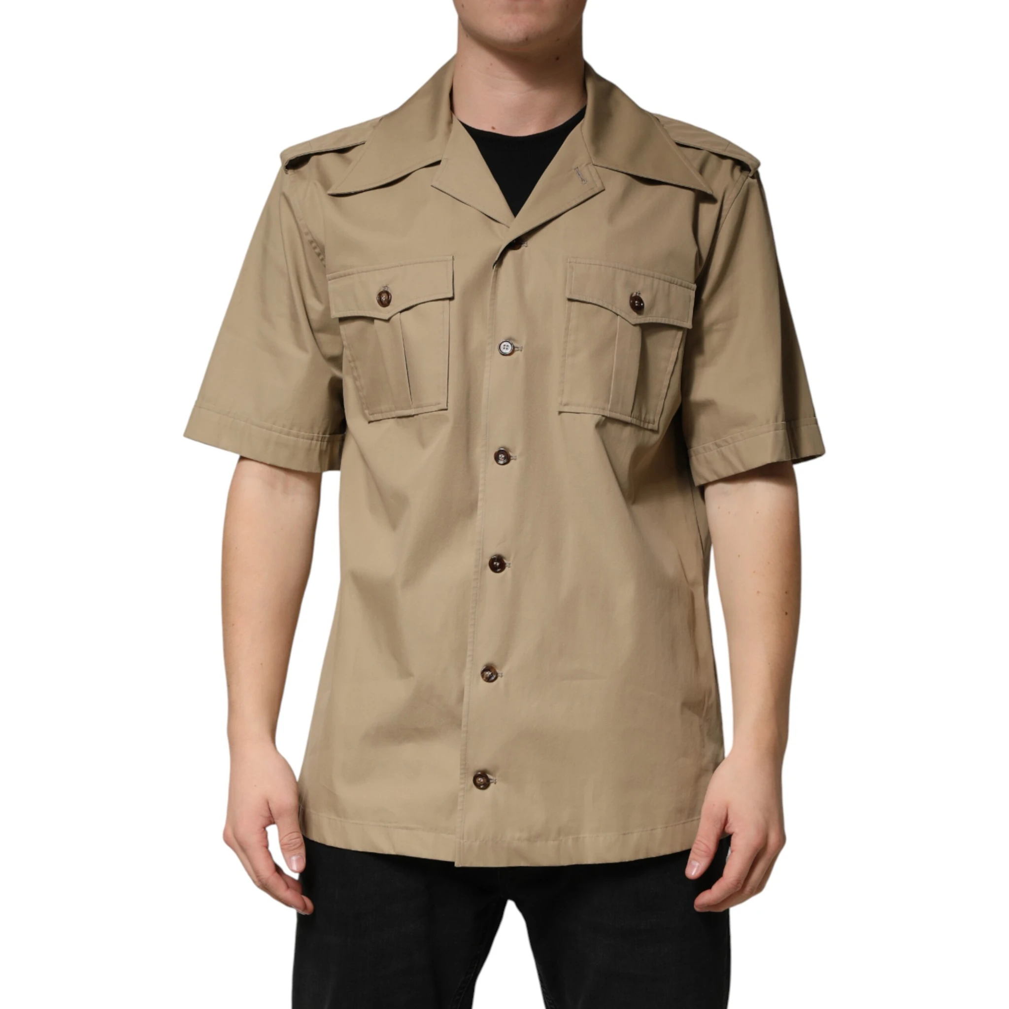 Brown Pin Up Short Sleeves Men Casual Shirt