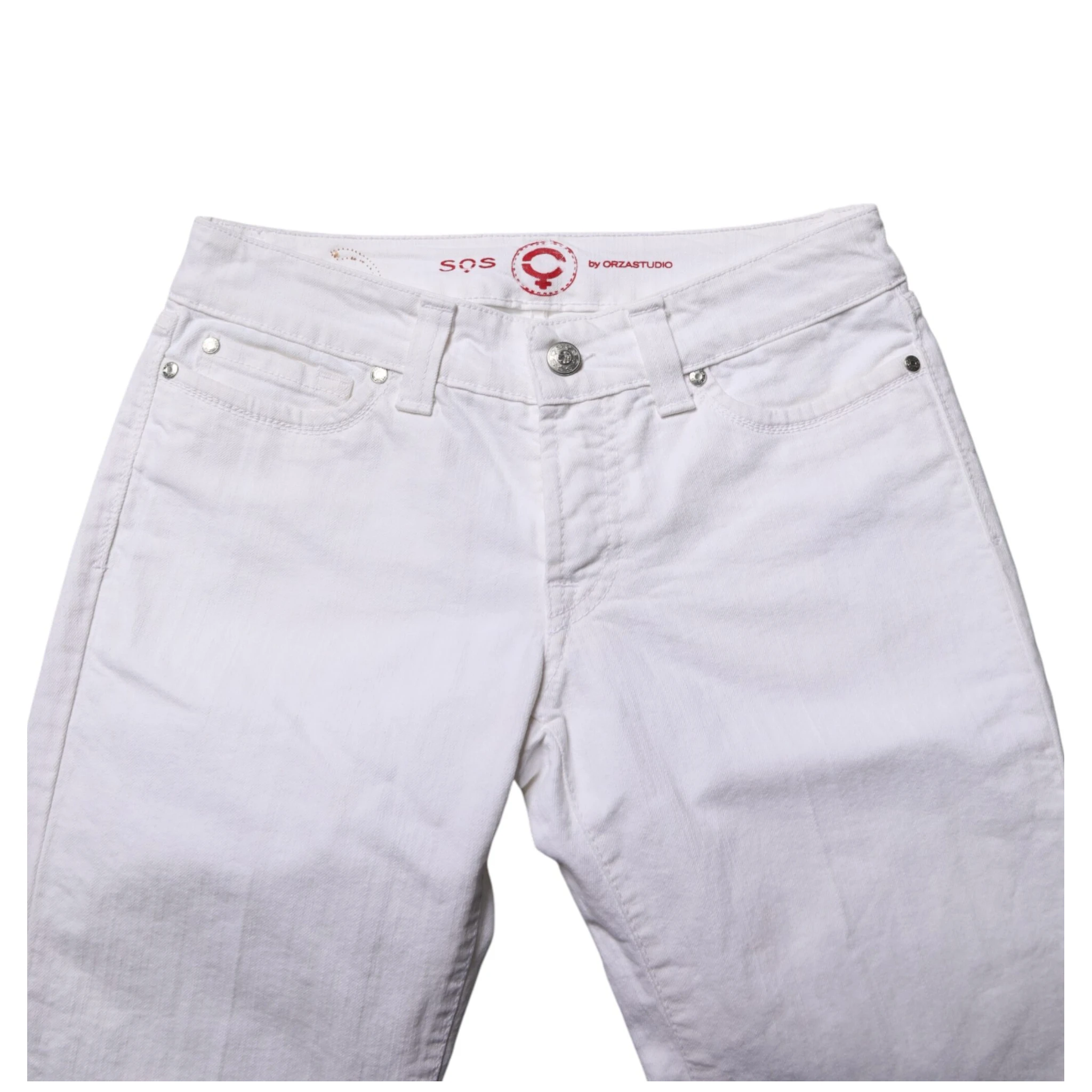White Low Waist Bootcut Denim Jeans