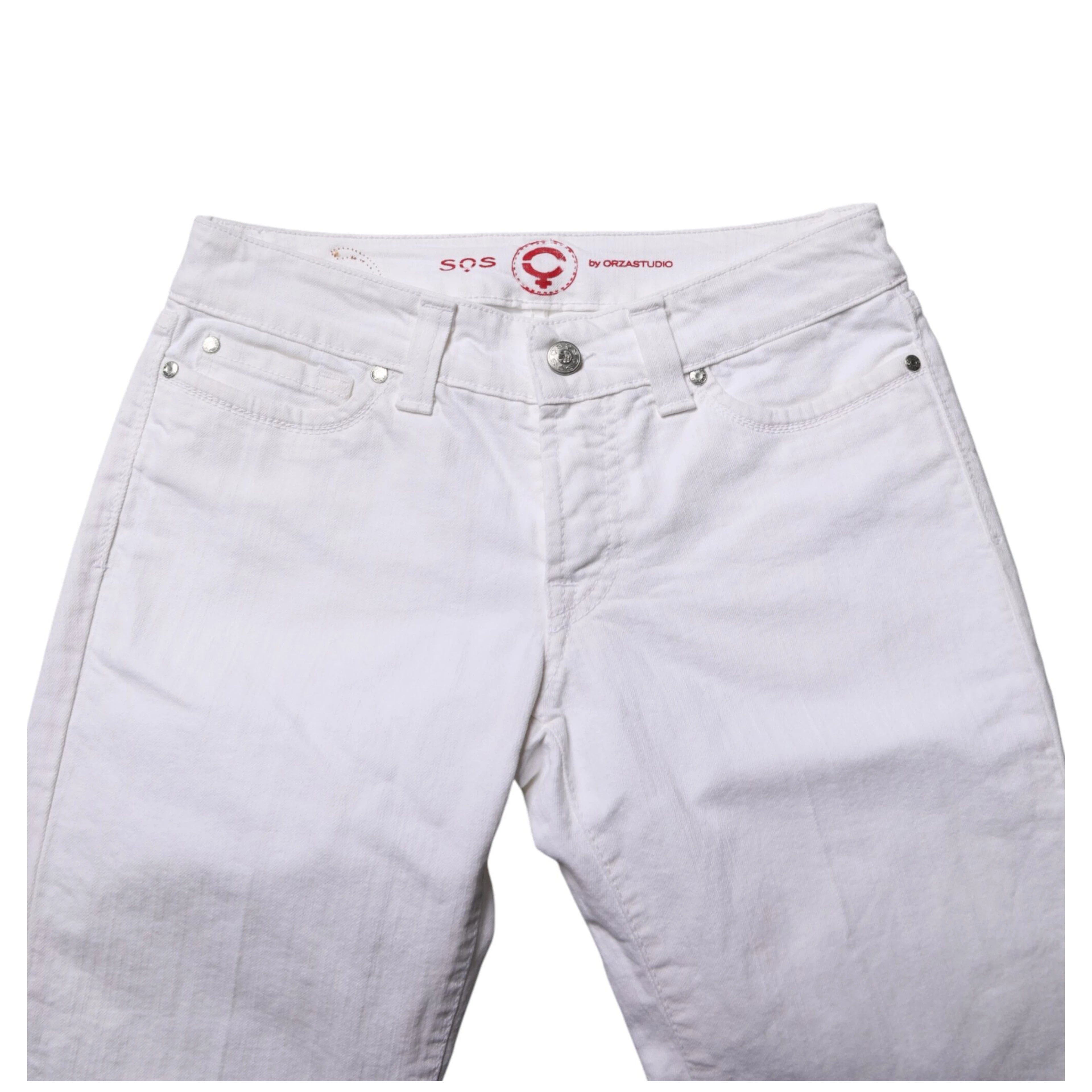 White Low Waist Bootcut Denim Jeans