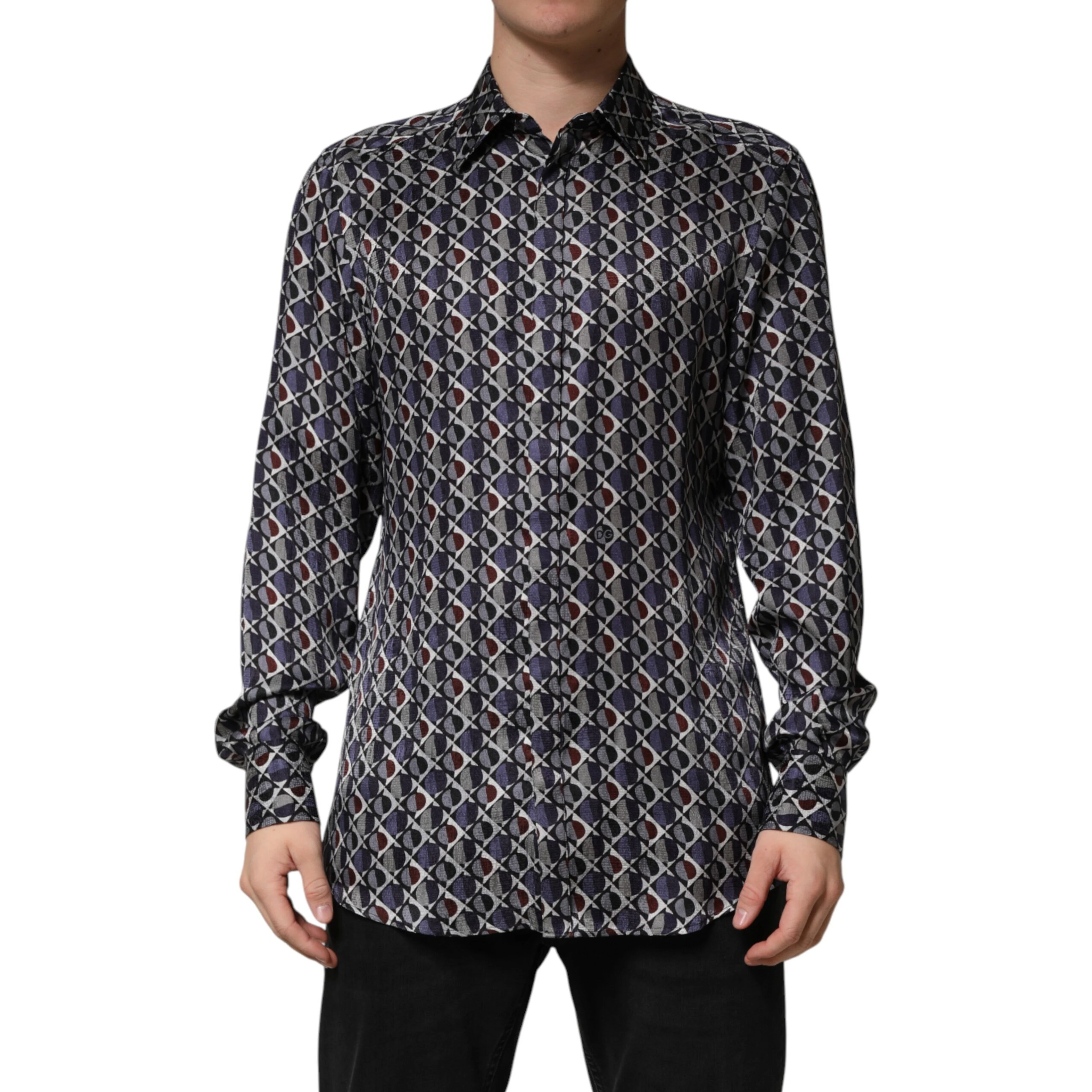 Multicolor Patterned Collared GOLD Men Dress Shirt