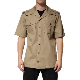 Brown Pin Up Short Sleeves Men Casual Shirt