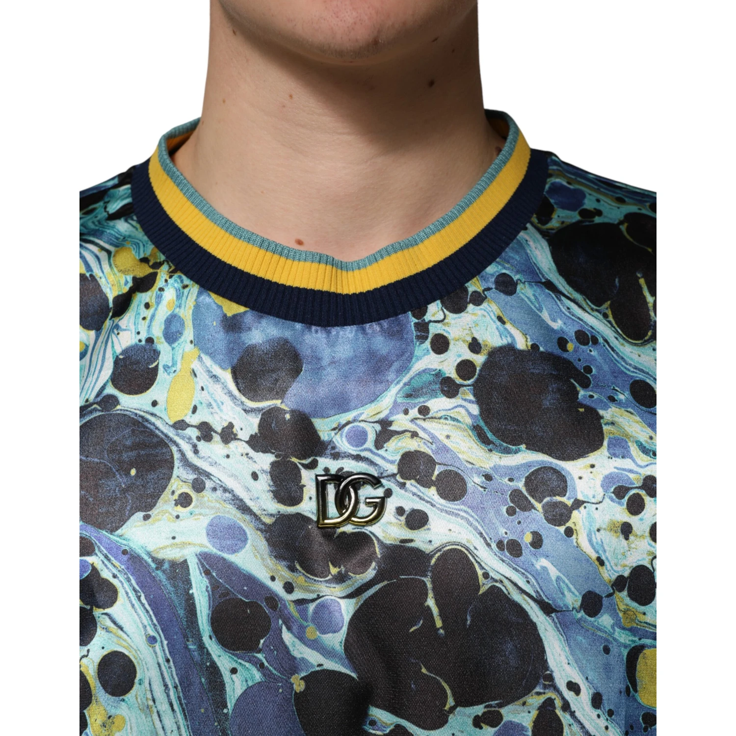 Multicolor Marble Print Pullover Sweater