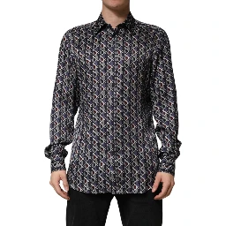 Multicolor Patterned Collared GOLD Men Dress Shirt
