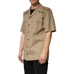 Brown Pin Up Short Sleeves Men Casual Shirt