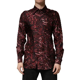 Bordeaux Patterned Collared Men Dress Shirt