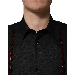 Black Crystal GOLD Formal Cotton Dress Shirt