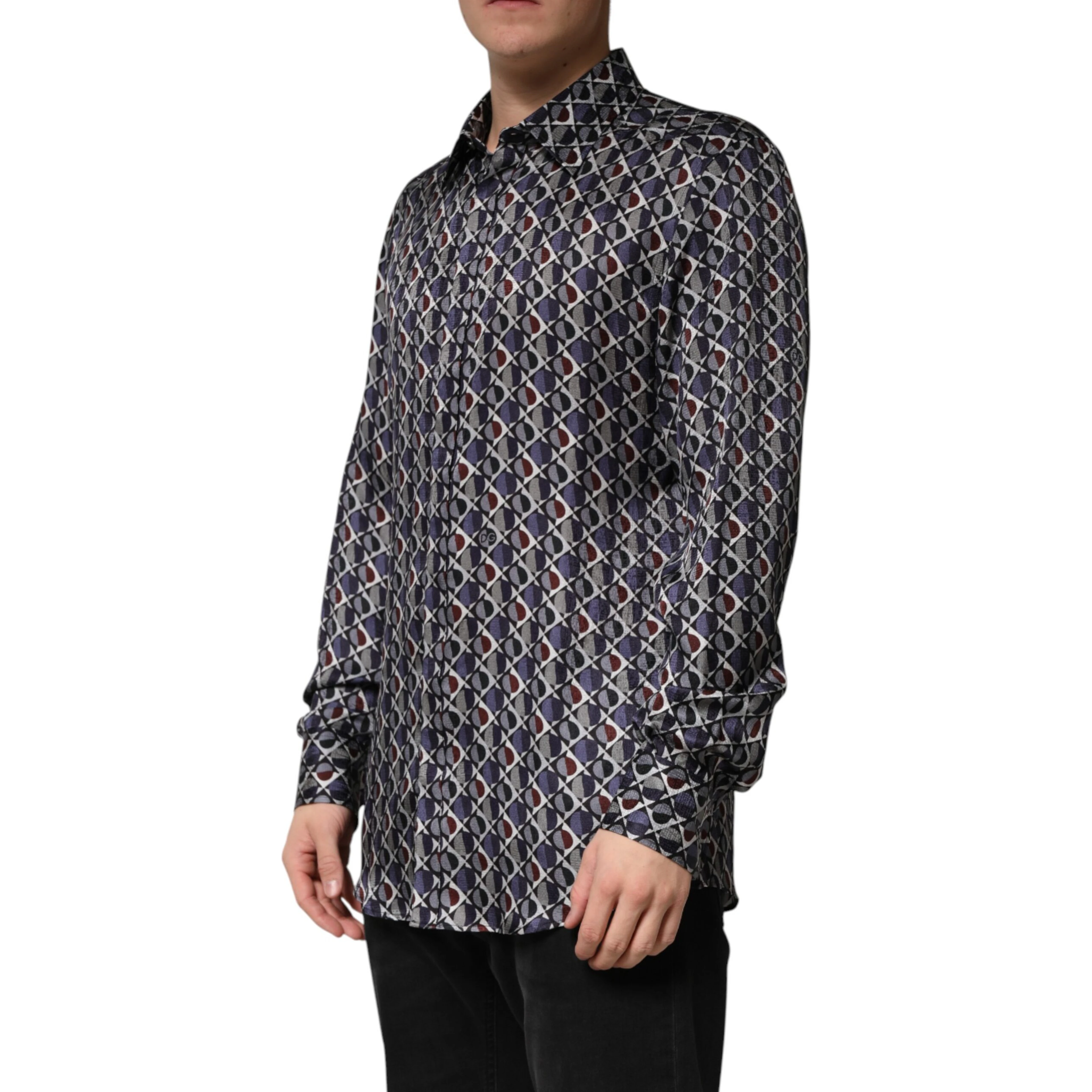 Multicolor Patterned Collared GOLD Men Dress Shirt
