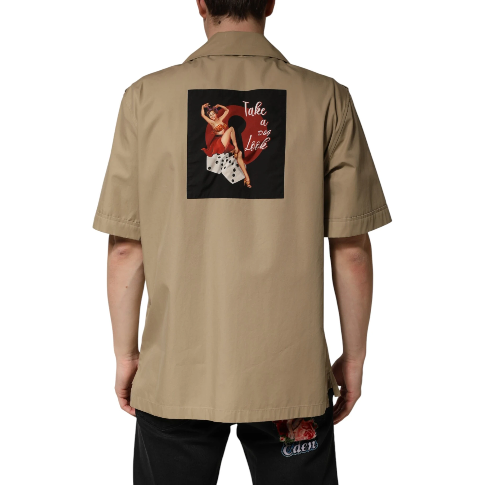 Brown Pin Up Short Sleeves Men Casual Shirt