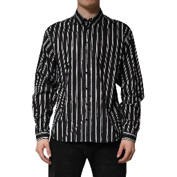 Black Stripes Cotton Men Formal Dress Shirt