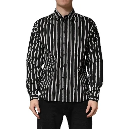 Black Stripes Cotton Men Formal Dress Shirt