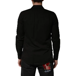 Black Cotton Collared Men Button Down Shirt