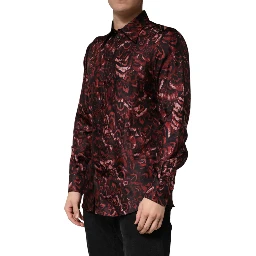 Bordeaux Patterned Collared Men Dress Shirt