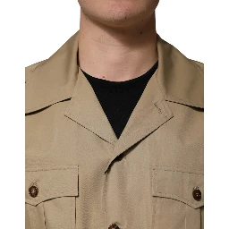 Brown Pin Up Short Sleeves Men Casual Shirt