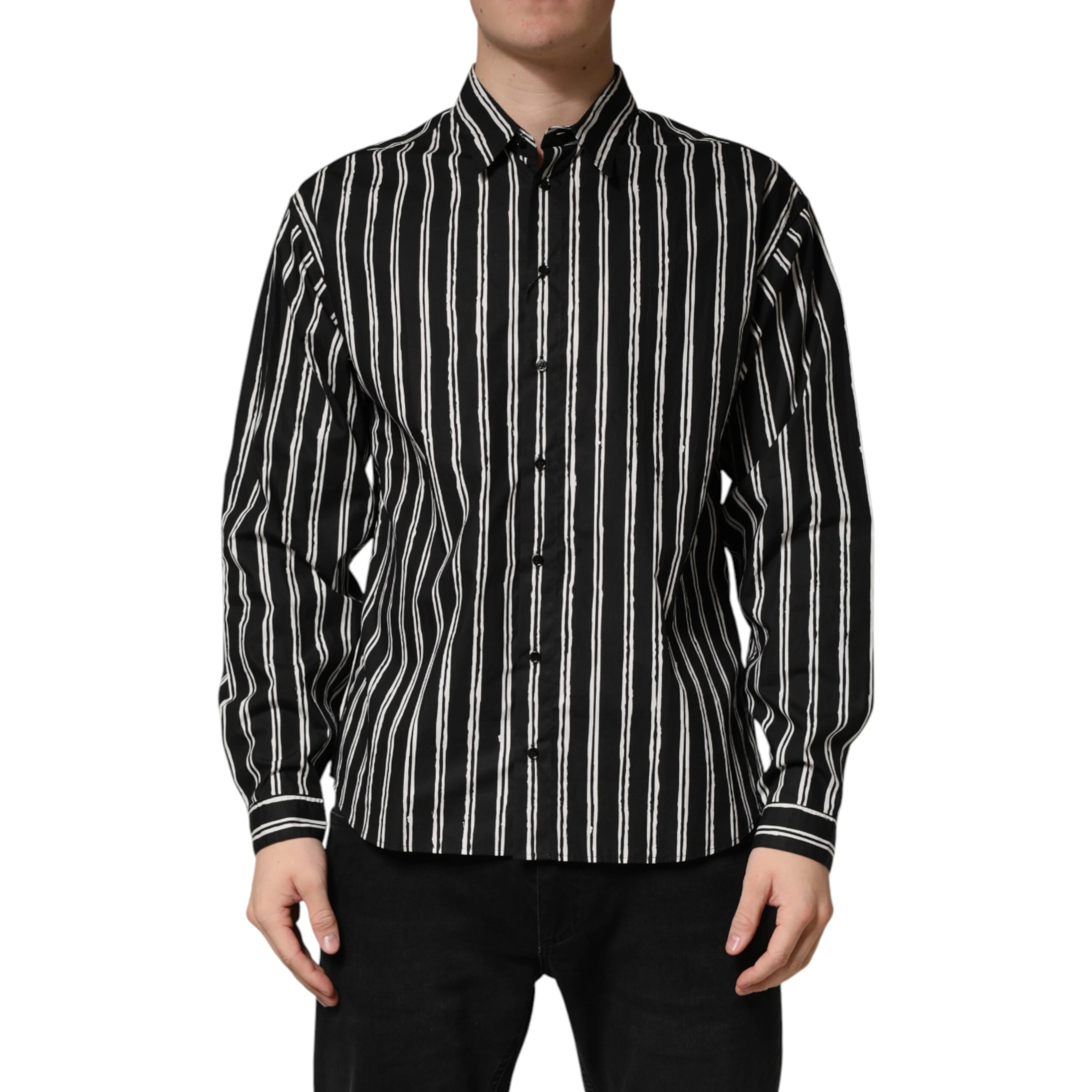 Black Stripes Cotton Men Formal Dress Shirt