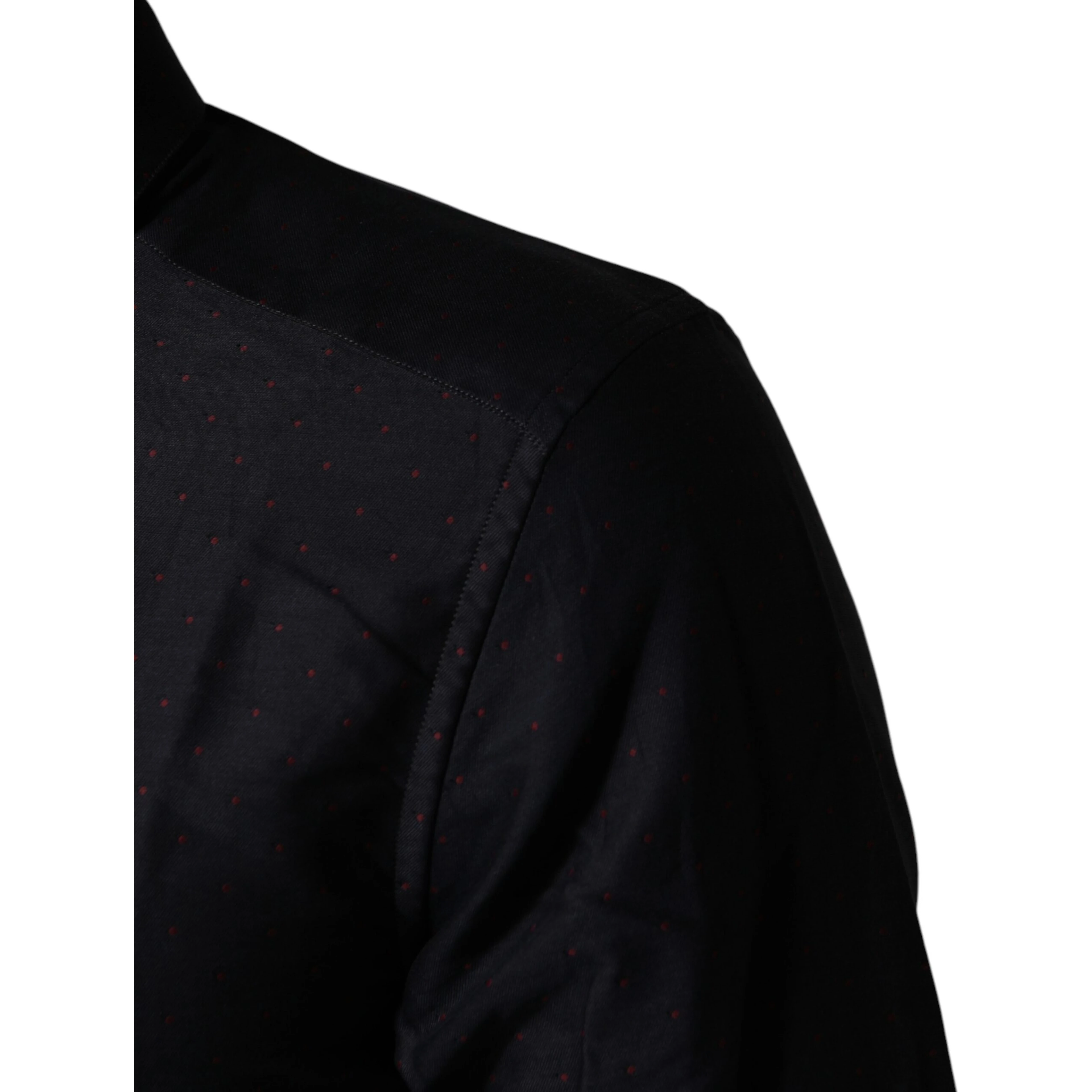 Black Dotted Cotton Collared GOLD Dress Shirt