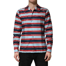 Multicolor Stripes Cotton Men Button Down Shirt