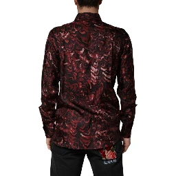 Bordeaux Patterned Collared Men Dress Shirt