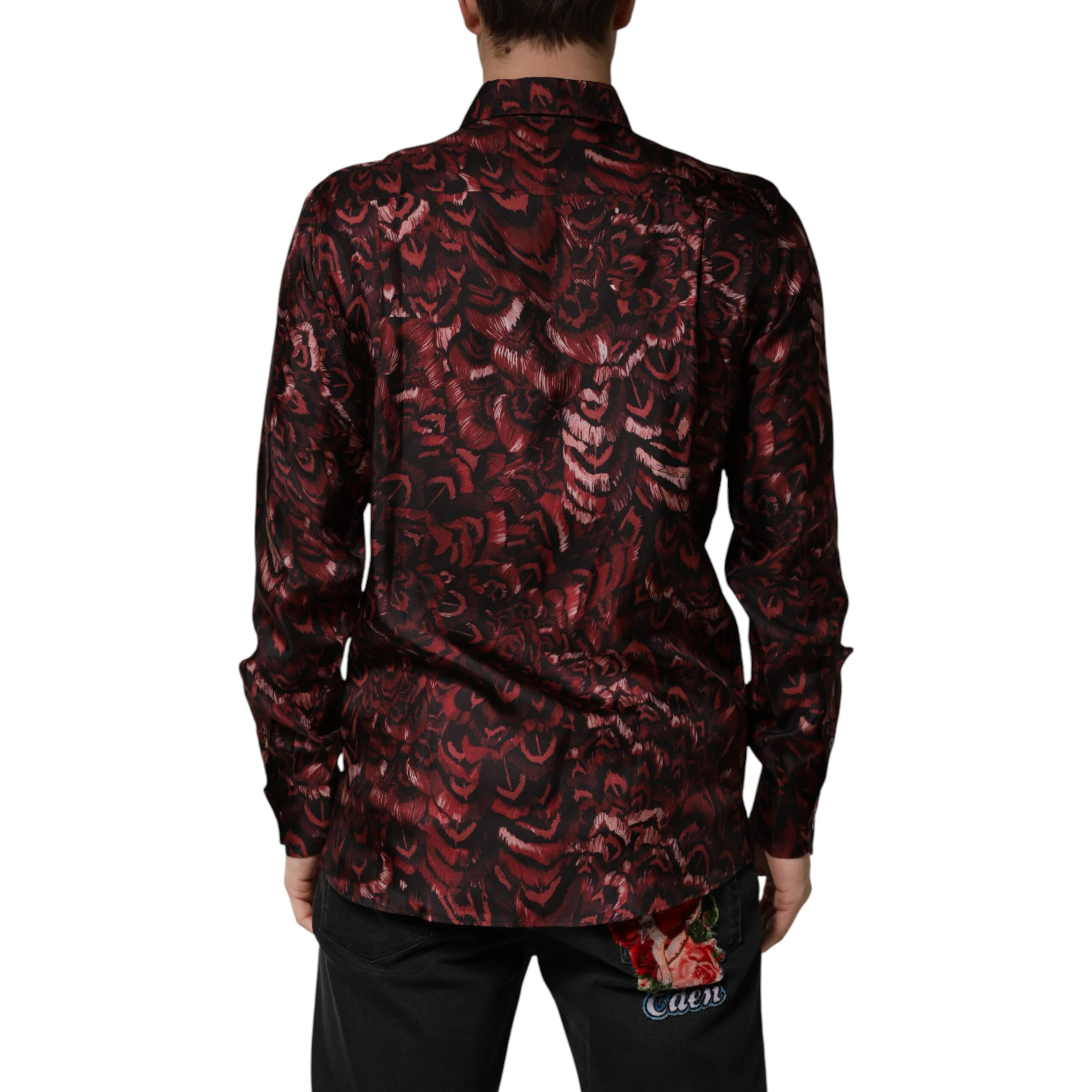 Bordeaux Patterned Collared Men Dress Shirt