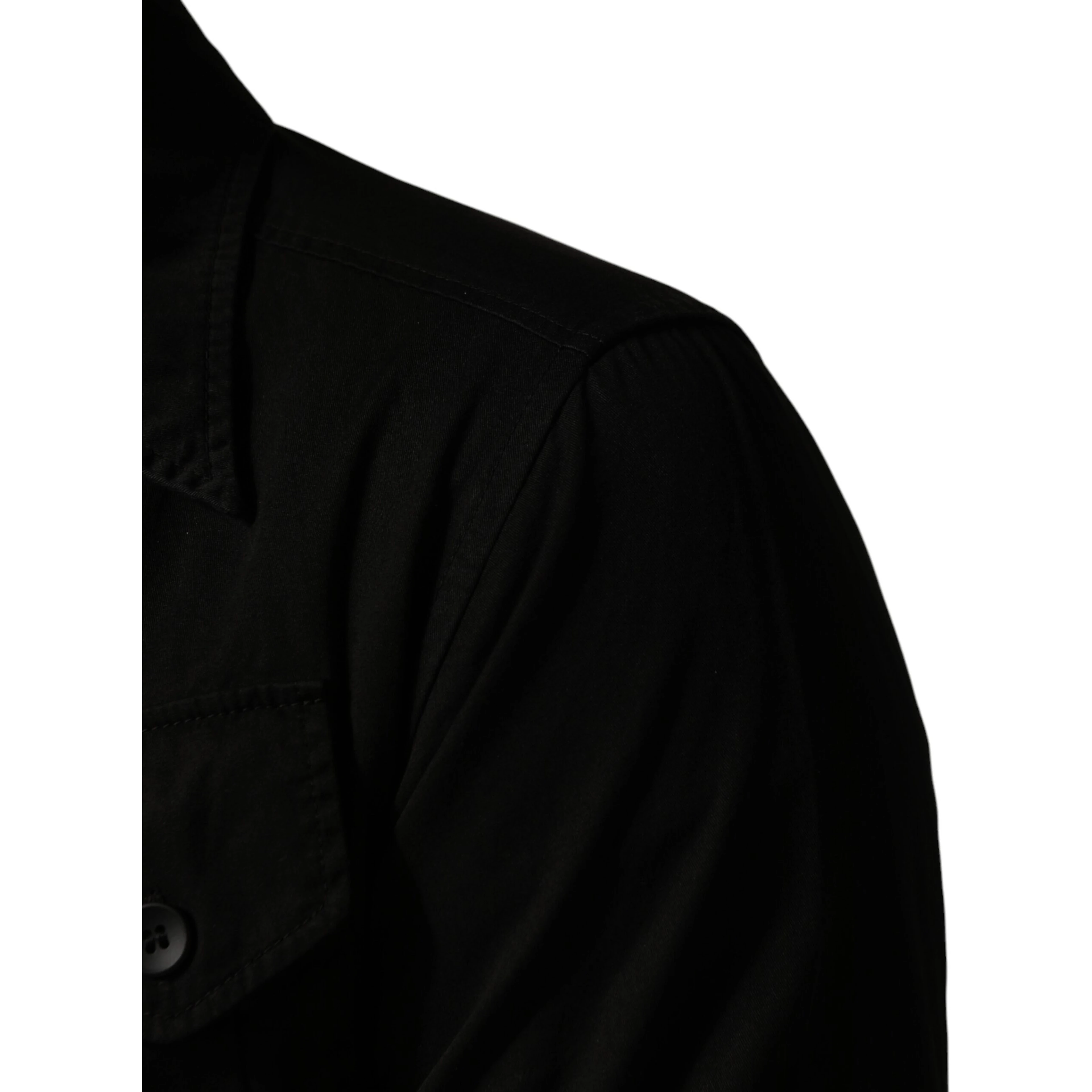 Black Cotton Collared Men Button Down Shirt
