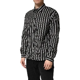 Black Stripes Cotton Men Formal Dress Shirt