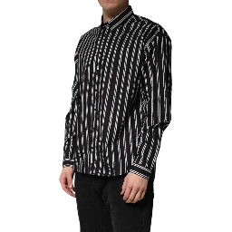 Black Stripes Cotton Men Formal Dress Shirt