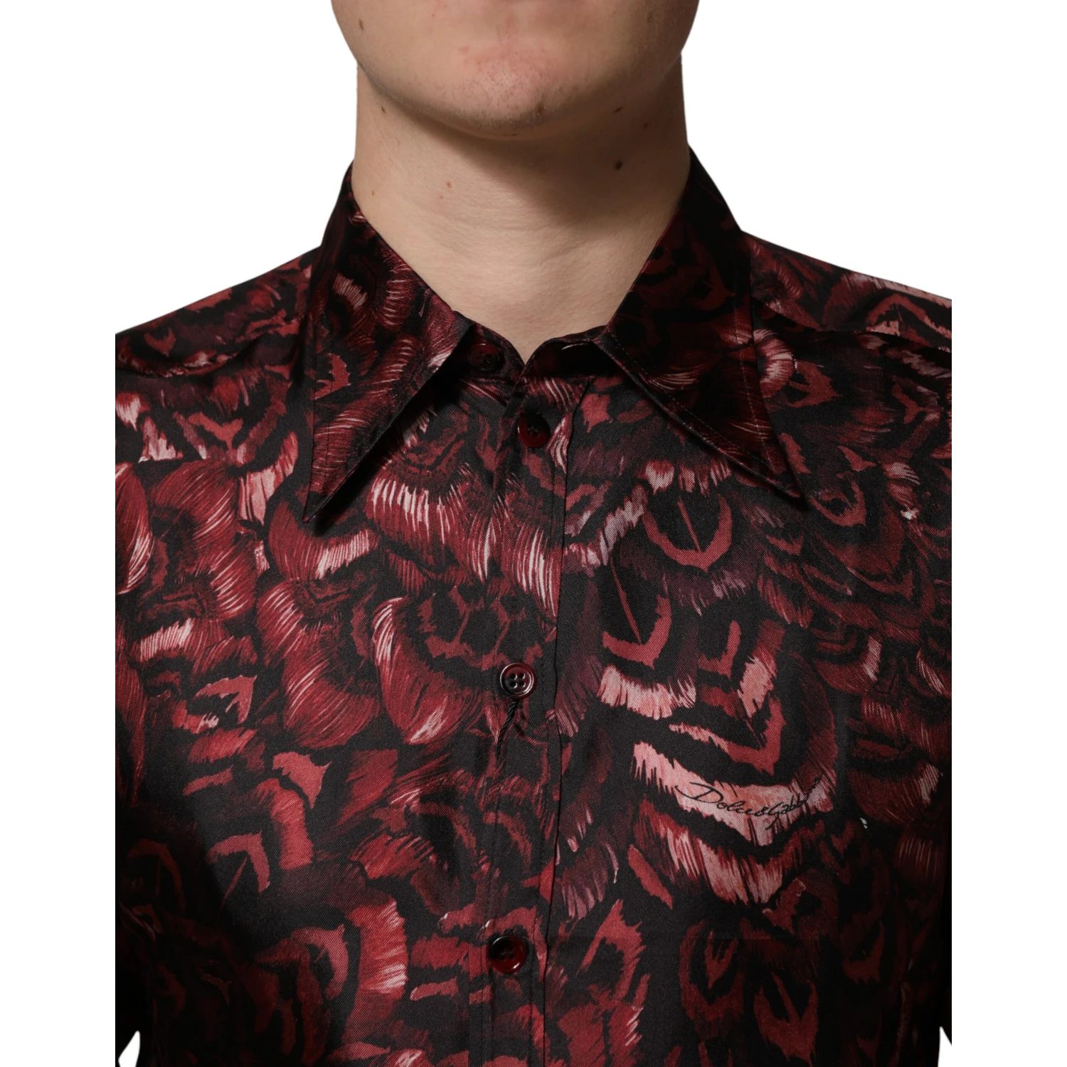 Bordeaux Patterned Collared Men Dress Shirt