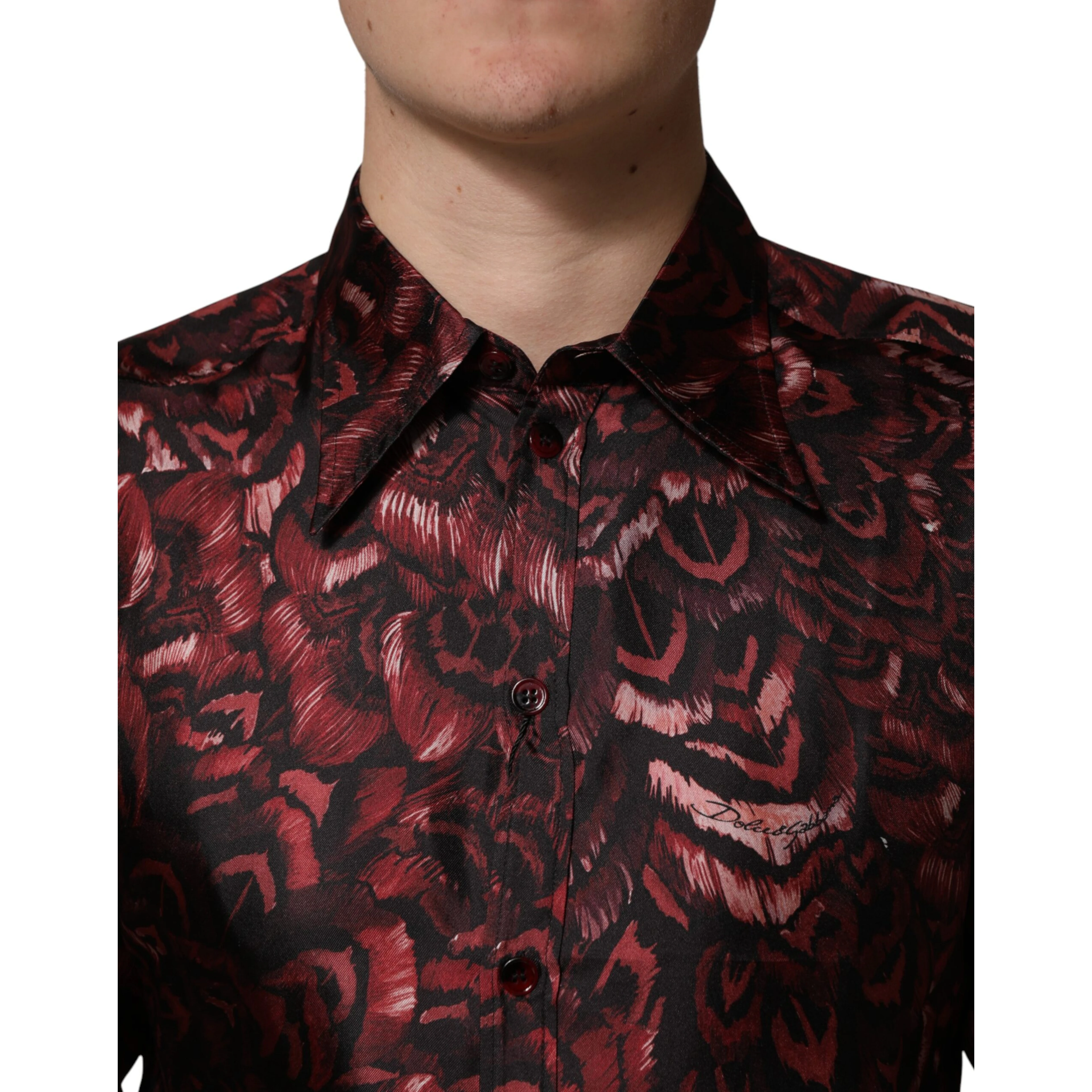 Bordeaux Patterned Collared Men Dress Shirt