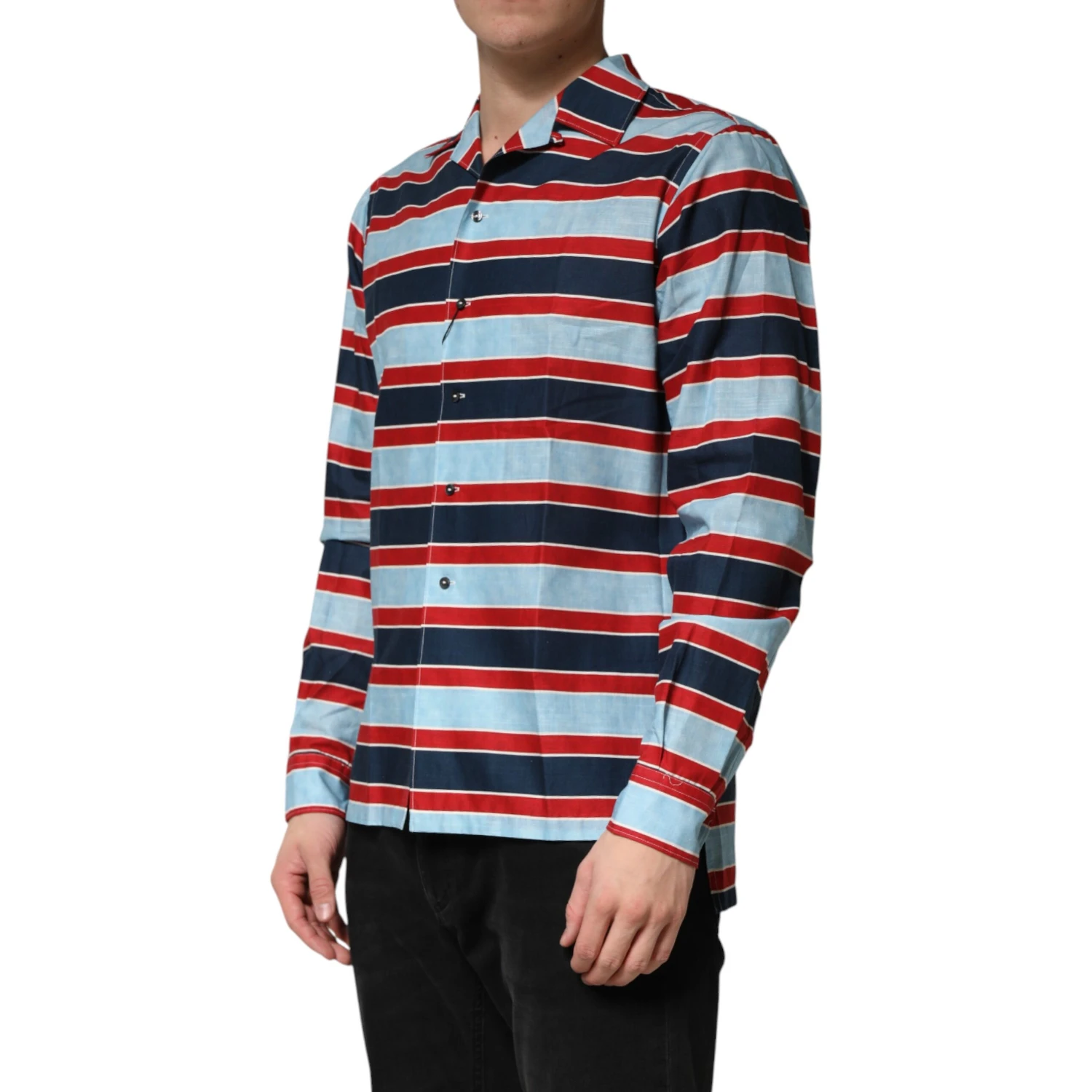 Multicolor Stripes Cotton Men Button Down Shirt