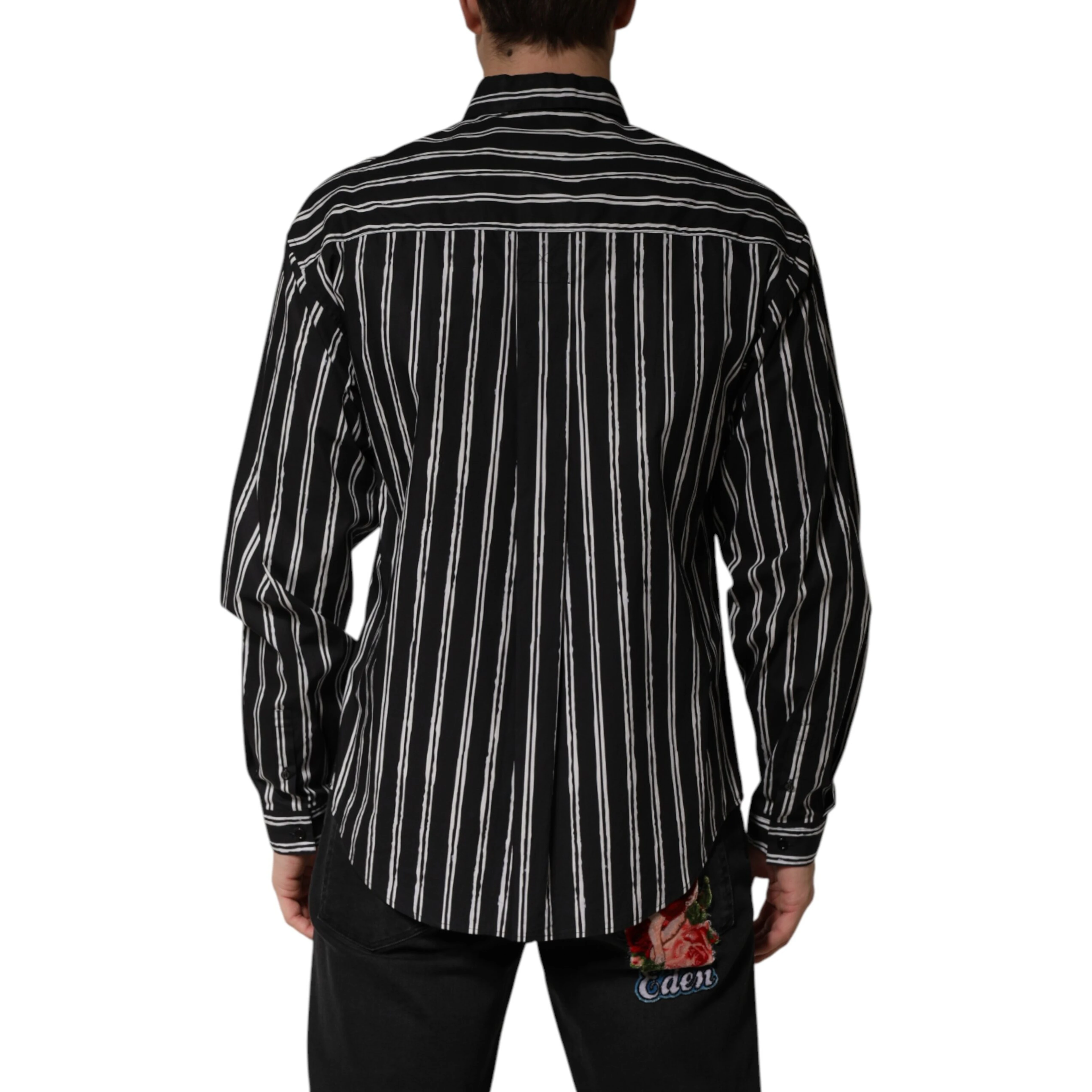 Black Stripes Cotton Men Formal Dress Shirt