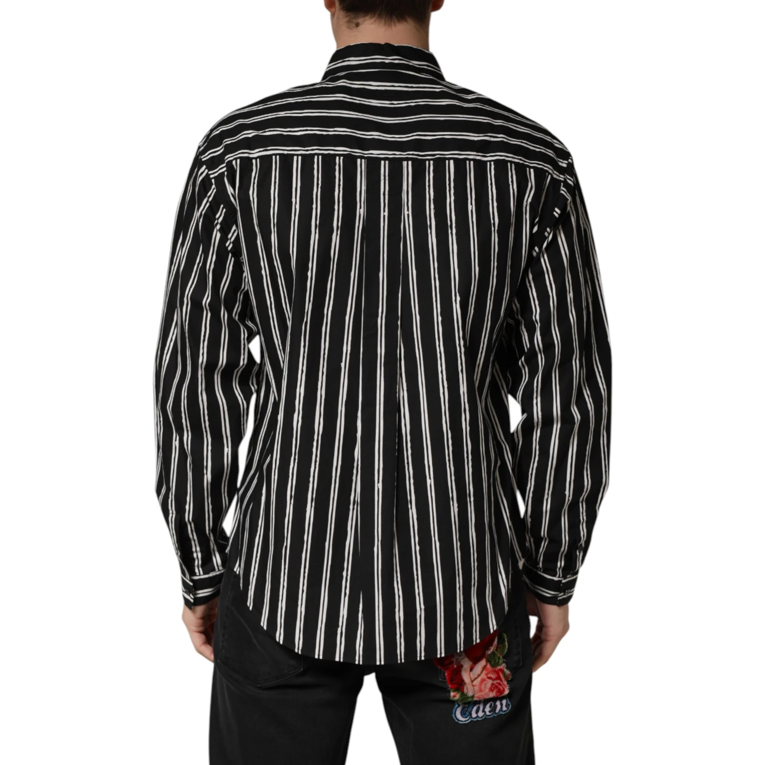 Black Stripes Cotton Men Formal Dress Shirt
